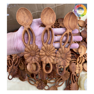 Juego de utensilios de cocina de madera de acacia, cuchara de cocina con mango largo, cuchillo y tenedor de madera de abedul, cuchara de cubiertos de madera de teca natural - Product Image 6