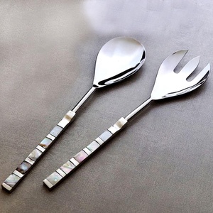 Servidor de ensaladas sin lavavajillas, juego de accesorios para el lavavajillas, con mango de diseño de color, de resina, largo, hecho a mano - Product Image 3