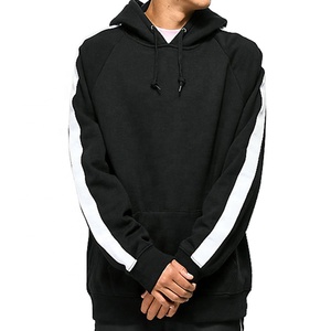 เสื้อฮู้ดผู้ชายแบบสั่งทำพร้อมแขนเสื้อลายทางดีไซน์สตรีทสำหรับฤดูใบไม้ร่วงมีให้เลือกสองสี-ขายส่ง - Product Image 3