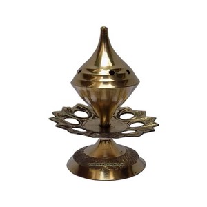 Quemador de incienso de latón hecho a mano, soporte de incienso de cono decorativo tradicional para fragancia de templo y oficina - Product Image 5