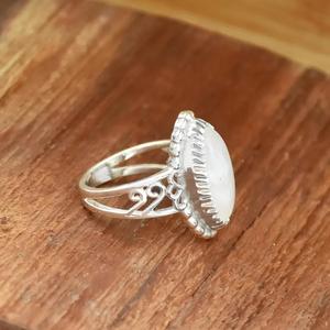 Anillo de piedra lunar arcoíris Anillo de piedra de cóctel de filigrana ovalada de Plata de Ley 925 - Product Image 4