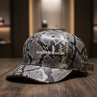 Casquette de baseball en cuir à texture peau de serpent, personnalisable, unisexe, réglable, respirante, imperméable, tendance streetwear quatre saisons