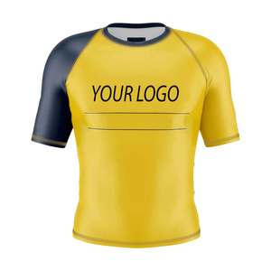 เสื้อยิมออกกำลังกายแห้งเร็วแบบขายส่ง แขนสั้น แรชการ์ด BJJ - เสื้อผ้าฟิตเนสสำหรับการฝึกซ้อมแบบรัดรูป ระบายอากาศได้ดี - Product Image 1