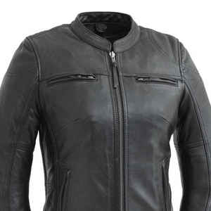 Chaqueta de cuero de mujer teñida Lisa precios al por mayor chaqueta de cuero de mujer nueva llegada Moq bajo en color sólido - Product Image 4