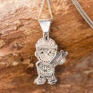 Cartoon <b>Silver</b> Fine Jewelry Pendants & Charms, Round Multi Color Diamond Pendant, Hip Hop Pendant, 925 <b>Silver</b> Men's Pendant - Product Image 5