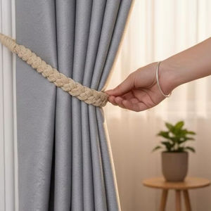 Sujetadores de Cortinas de Cuerda Trenzada, Elegantes Sujetadores con Ganchos de Pared, Estilo Natural y Fácil Instalación - Product Image 1