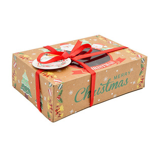 Boîte cadeau en papier kraft de Noël avec fenêtre et ruban pour emballer des bonbons de Noël, des biscuits, des boîtes d'emballage, décoration de Noël - Product Image 4