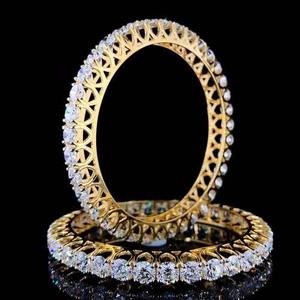 Brazaletes de diamantes cultivados en laboratorio Premium, joyería nupcial de corte redondo, venta al por mayor, brazalete de eternidad de oro de 14 quilates con diamantes redondos brillantes - Product Image 3