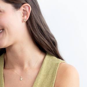 Collier pendentif trèfle à quatre feuilles en or massif 14 carats ou en argent, élégant et scintillant, avec quatre pétales, pour un usage quotidien, cadeau - Product Image 3