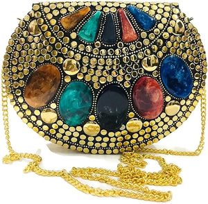 HF Crafts Embrayage en laiton de grande capacité Élégant Chic Fermeture de couverture écologique Prix de gros pour les événements à la mode - Product Image 1