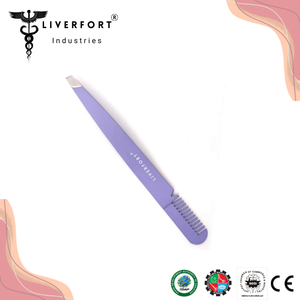 แหนบคิ้วสแตนเลสสีเงินปลายเสี้ยนที่ถอนขนคุดแบบมืออาชีพความงามบนใบหน้า - Product Image 2