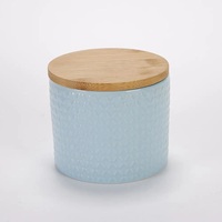 Conteneur en céramique de haute qualité avec couvercle en bois, logo personnalisé, taille personnalisée, vente en gros, pot écologique biodégradable pour huile essentielle et aliments