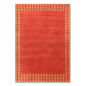 Alfombra de Lana Estilo Kilim Sthir Ace-5018, Grande, Roja y Naranja, Anudada a Mano, para Entrada del Hogar, Rectangular 9x12, Diseño de Color Sólido - Product Image 1