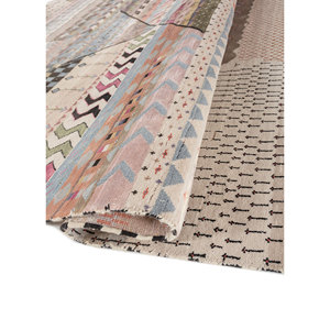 Tapis en laine et soie de bambou noués à la main Freedom Manchaha Ivory, 10 mm, design patchwork rectangulaire pour la maison, le salon - Product Image 2