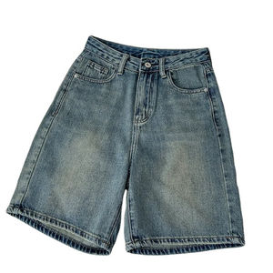 Shorts Vaqueros Rectos Transpirables con Bordado, Personalizados para Hombre, Estilo Urbano de Verano, Cintura Media, Lavado Claro - Product Image 3