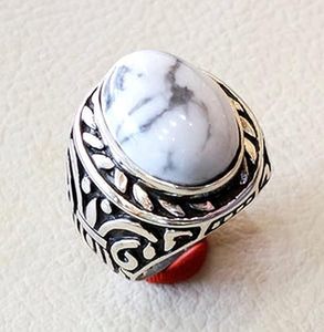 Anillo de Hombre al por Mayor, Nuevo Anillo de Sello Turco con Piedra Preciosa de Howlita Natural, Regalo de Navidad, Joyería, Anillo de Plata de Ley 925 - Product Image 1