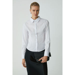 ETHIQUET Modest Evangeline Women's <b>Slim</b> <b>Fit</b> <b>Slim</b> Cut Lycra Pocketless Long Sleeve Poplin <b>Shirt</b> - Product Image 1