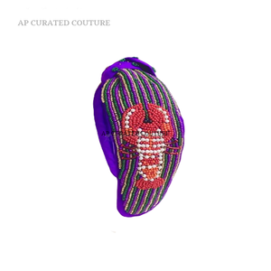 Diadema con cuentas de semillas de Mardi Gras, diadema deslumbrante personalizada con nudo, diadema personalizada de Mardi Gras - Product Image 5