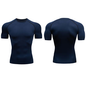 High Quality Slim Fit Men Compression Running Shirt Short Sleeve Gym Compression Shirt Men Rash Guard Top - Product Image 3