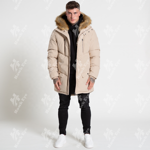 แจ็คเก็ตบอมเบอร์ผู้ชายแบบมีฮู้ด ปรับแต่งได้ ผ้าบุใยฝ้าย น้ำหนัก 500 กรัม กันลม ระบายอากาศ สไตล์ลำลองแบบอเมริกัน - Product Image 2