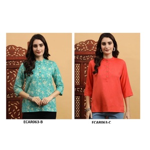 Gran oferta, rayón de algodón tradicional, Kurti recto, aspecto de diseñador de ajuste moderno con impresión Digital para ropa de oficina, suministro al por mayor - Product Image 3