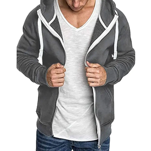 Sudadera con Capucha y Cremallera para Hombre, de Algodón, con Logotipo Personalizado, Suave, Cómoda, Ligera, de Manga Larga, con Cremallera Completa, para Gimnasio, Fitness, Ropa Deportiva Informal, Ropa de Equipo - Product Image 2