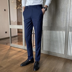 Pantalon habillé pour hommes-Pantalon habillé au design personnalisé Pantalon ample coupe ajustée de couleur unie pour hommes - Product Image 3