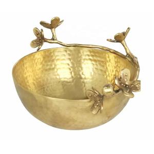 Belle fleur en aluminium bol de service martelé Design parfait pour salade fruits collations décor Accent Table bol prix de gros - Product Image 1