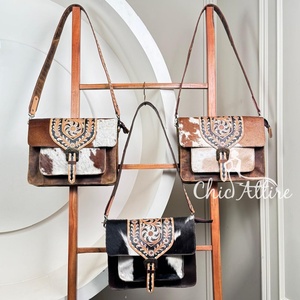 2025 Latest Fashion Hand Tooled Leather Bags Women High Quality Genuine Cowhide Leather Multi-purpose Lady Crossbody Bags - Product Image 1