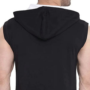 Basic Cotton Blended High Quality <b>Sleeveless</b> Gym <b>Hoodie</b> Men with Zipper Front Hand Pockets 100% Cotton for Winter Active Wear - Product Image 6