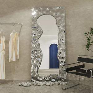 Miroir de fusion pleine longueur en acier inoxydable argenté antique pour décoration murale d'entrée Dressing Miroir de luxe - Product Image 1