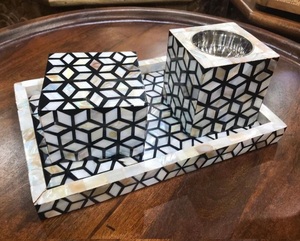 Caja de quemador Bakhoor de madera y resina para decoración del hogar árabe con bandeja soporte de incienso Medkhan - Product Image 4