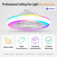 Ventilateur de plafond LED intelligent RGB moderne avec 6 vitesses, contrôle par application, variateur d'intensité, moteur en cuivre pur pour chambre à coucher et salon