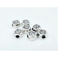Perle d'espacement ronde éléphant en argent sterling 925 plaqué argent 925 poli miroir 7 mm 0,35 g pour la fabrication de bijoux (bracelet/collier)