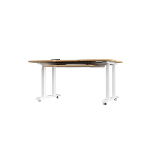 Escritorio Moderno Minimalista con Superficie de Madera y Marco Blanco, Altura Ajustable, Muebles de Oficina para el Hogar y la Sala de Estar - Product Image 4