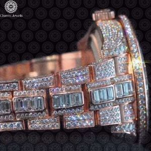Montre de luxe Charm_Jewells en acier inoxydable, boîtier 40 mm, mouvement mécanique analogique, pour homme, style vintage, accents de diamants, 10 bars - Product Image 2