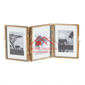 Último diseño, superventas, marco de fotos de metal de latón, Juego de 3 tamaños, decoración de mesa, marco de metal a bajo precio - Product Image 3