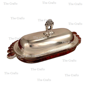 Plat de service de beurre de couleur argent en laiton plat de beurre de taille et de forme personnalisées pour la vaisselle à la maison - Product Image 1