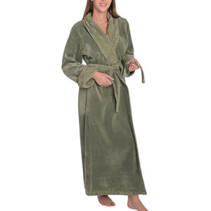 100% Cotton Hotel Green Color Robe <b>Shawl</b> Collar Bath Robe Thick Terry Spa Bathrobe - Product Image 1