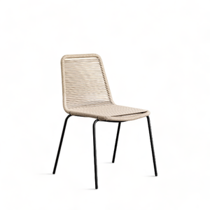 Silla de comedor de cuerda tejida de ratán de hierro posmoderna para cafetería y Hotel sillas plegables de restaurante de Metal de acero para jardín al aire libre - Product Image 1