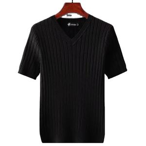 T-shirt décontracté pour homme, manches courtes, léger, tendance estivale, col en V, style japonais, polyvalent, blanc, 100% coton - Product Image 2