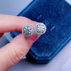 Pendientes de Halo con Diamantes Cultivados en Laboratorio con Certificación IGI, con Cierre de Rosca de Oro de 14k para Mujer, Regalos a Bajo Precio - Product Image 3