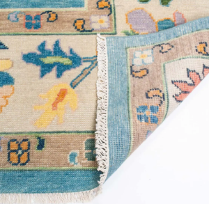 Tapis oriental fait à la main Tapis en laine de luxe Tapis traditionnel turc, bleu et multicolore pour le salon et la chambre à coucher - Product Image 4