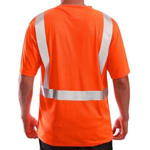 Vêtements de travail de sécurité orange, t-shirt de travail de sécurité haute visibilité, O Nick100% polyester, largeur 5 cm, E-shine, réfléchissant de sécurité haute visibilité - Product Image 2
