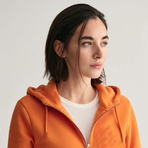 <b>womens</b> orange <b>zip</b> <b>up</b> hoodie full zipper sweatshirt fleece <b>jacket</b> custom blank casual outerwear private label fashion wholesale - Product Image 3