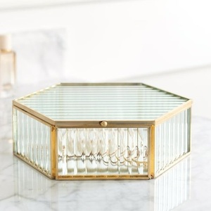 High Quality Solid <b>Glass</b> And Brass <b>Jewelry</b> Storage <b>Box</b> Organizer for Earring Bracelet Gift <b>Box</b> Vintage Trinket Storage - Product Image 6