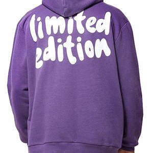 Color púrpura hombres puff estampado sudaderas con capucha Streetwear 100% algodón alta calidad Puff estampado Streetwear algodón Sudadera con capucha - Product Image 4