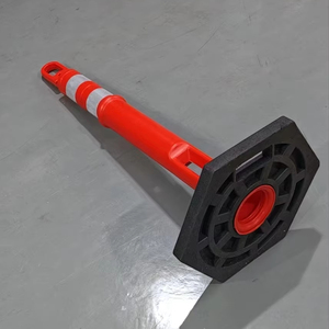 เสาเตือนเสาสัญญาณ T-Top bollard สีส้ม PE มีฐานพีวีซีสีดำ6kgs พร้อมเทปสะท้อนแสงความปลอดภัยในการจราจร - Product Image 6