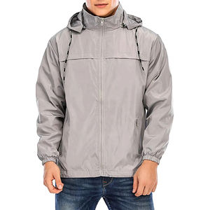 Veste légère à logo personnalisé de haute qualité pour hommes Vestes coupe-vent zippées en coton et polyester pour hommes - Product Image 1