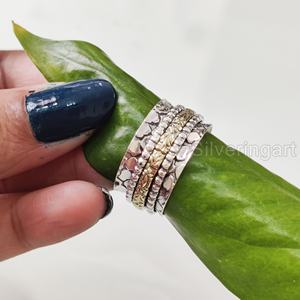 Anneau de méditation Spinner Band Bague de pouce pour femme en argent sterling 925 Fidget Bijoux faits à la main Anxiété de Noël Bague Spinner pour homme - Product Image 4